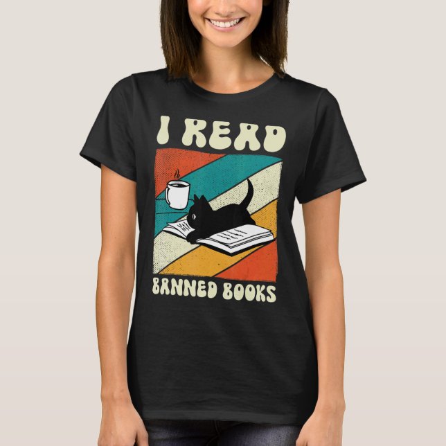 Camiseta Gato que leo libros prohibidos libros libros lombr (Anverso)