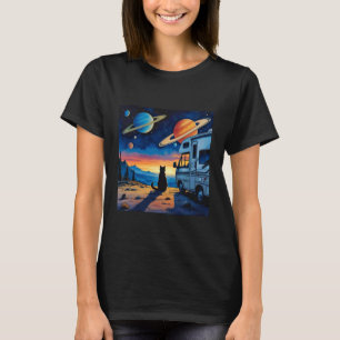 Camiseta Gato que mira las estrellas y su RV galáctico