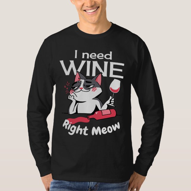 Camiseta Gato que necesito vino (Anverso)