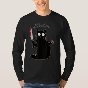 Camiseta Gato Qué Negro Ca Gato Asesino Con Cuchillo