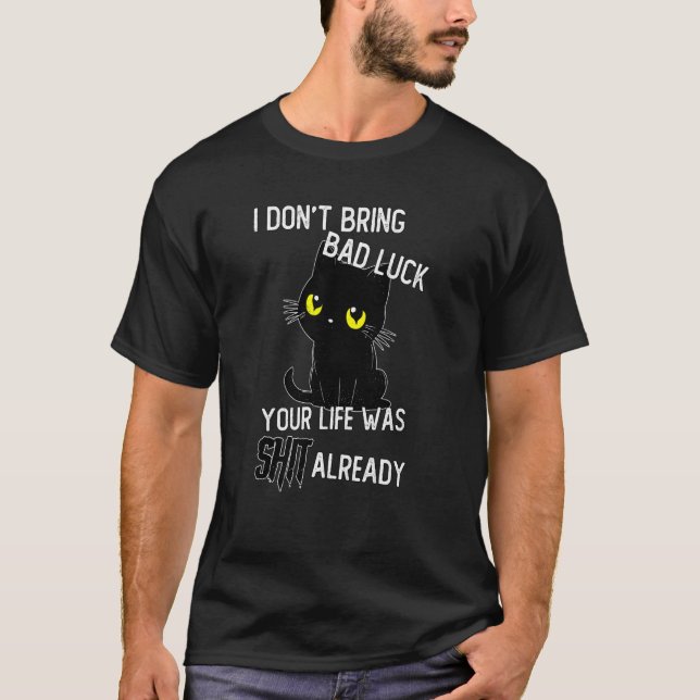 Camiseta Gato que no llevo mala vida, suerte de gatito negr (Anverso)