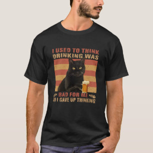 Camiseta Gato Que Solía Pensar Que Beber Era Un Gato Negro 