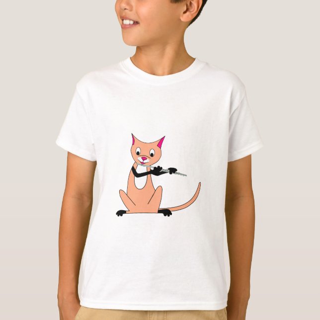 Camiseta Gato que toca la flauta (Anverso)
