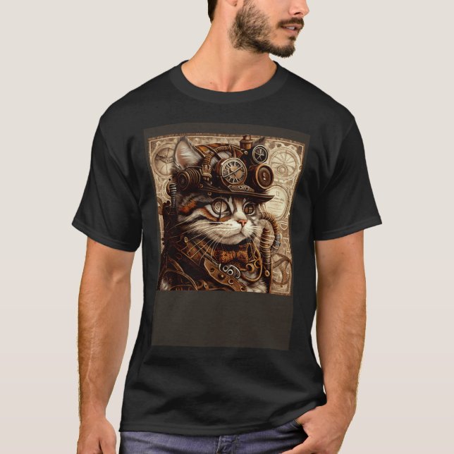 Camiseta Gato Quilting Steampunk (Anverso)