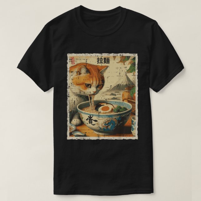 Camiseta Gato Ra Noodle japonés Anime Kawaii Gatos (Diseño del anverso)
