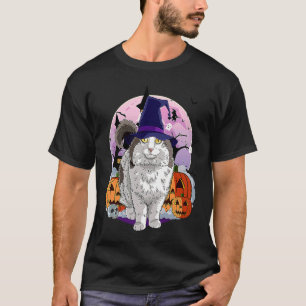 Camiseta Gato Ragamuffin Bruja de Halloween Calabaza Lindo