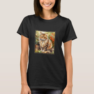 Camiseta Gato Ragamuffin Flores de Jardín Pintura Mascota M
