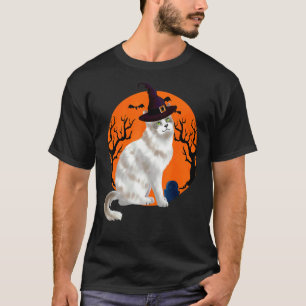 Camiseta Gato Ragamuffin Gorro de Bruja de Halloween y Luna
