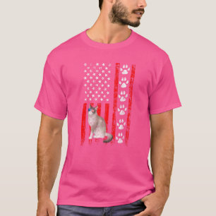 Camiseta Gato Ragdoll 4 De Julio Patriótico Bandera America