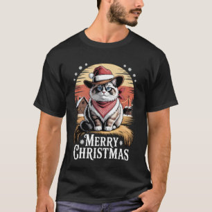 Camiseta Gato Ragdoll Divertido Sombrero de Santa Luces de 