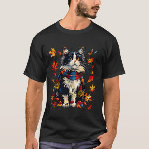 Camiseta Gato Ragdoll Hojas de Otoño Retro Temporada de Oto