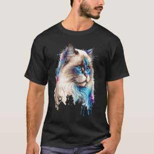 Camiseta Gato Ragdoll Retrato Colorido Gato Lindo