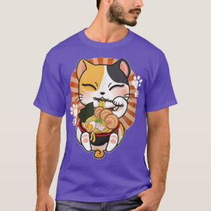 Camiseta Gato Ramen Anime Kawaii Regalo Japonés Chicas Muje
