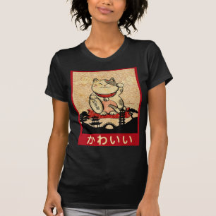 Camiseta Gato Ramen Bowl Anime Noodles japoneses Kawaii Nek