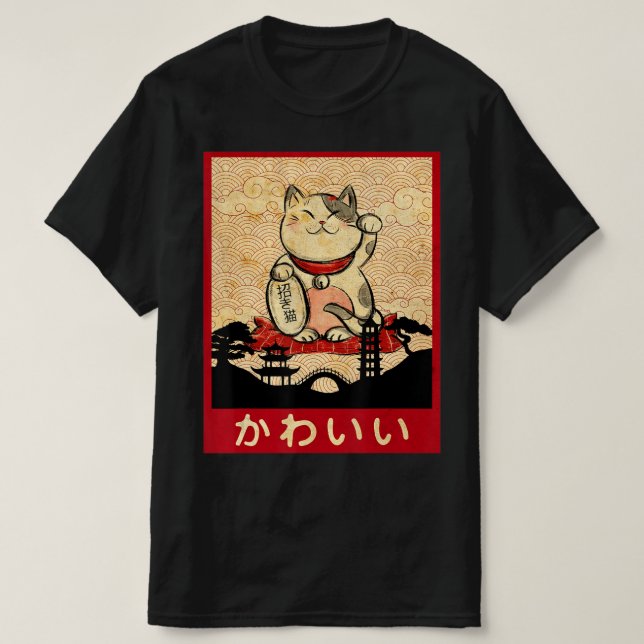 Camiseta Gato Ramen Bowl Anime Noodles japoneses Kawaii Nek (Diseño del anverso)