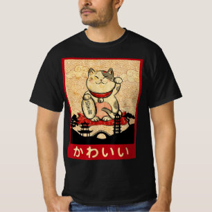 Camiseta Gato Ramen Bowl Anime Noodles japoneses Kawaii Nek