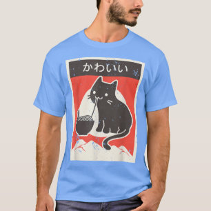 Camiseta Gato Ramen Bowl Anime Noodles japoneses Kawaii Nek