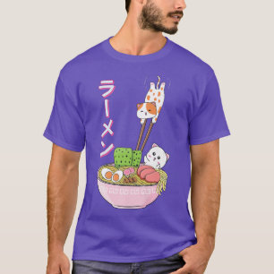 Camiseta Gato Ramen Camisas Chicas Hombres Japoneses Kawaii