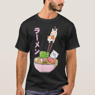 Camiseta Gato Ramen Chicas Camisas Mujeres Hombres Japonés 