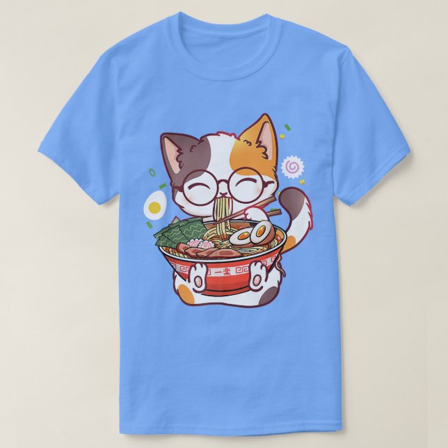 Camiseta Gato Ramen Comida Japonesa Kawaii Chicas Anime Ofi (Diseño del anverso)