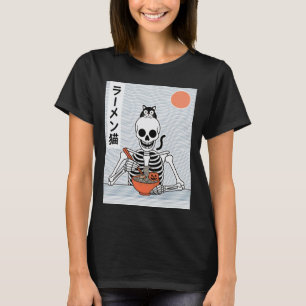 Camiseta Gato Ramen Esqueleto Halloween Fideos Japoneses Di