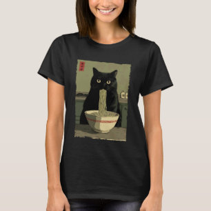 Camiseta Gato Ramen Estética Japonesa Arte Ukiyo-e Anime