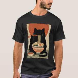 Camiseta Gato Ramen Estética Japonesa Arte Ukiyo-e Anime