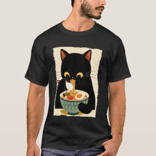 Camiseta Gato Ramen Estética Japonesa Arte Ukiyo-e Anime