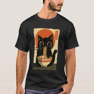 Camiseta Gato Ramen Estética Japonesa Arte Ukiyo-e Anime