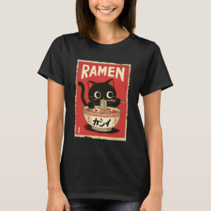 Camiseta Gato Ramen Estética Japonesa Arte Ukiyo-e Anime