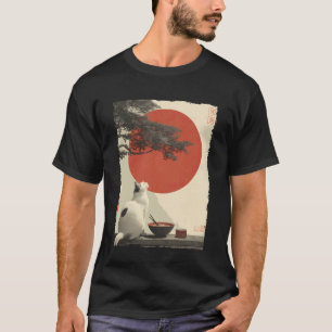 Camiseta Gato Ramen Estética Japonesa Arte Ukiyo-e Anime