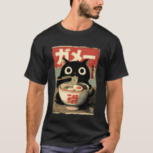 Camiseta Gato Ramen Estética Japonesa Arte Ukiyo-e Anime