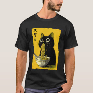 Camiseta Gato Ramen Estética Japonesa Arte Ukiyo-e Anime