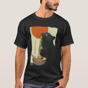 Camiseta Gato Ramen Estética Japonesa Arte Ukiyo-e Anime