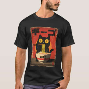 Camiseta Gato Ramen Estética Japonesa Arte Ukiyo-e Anime