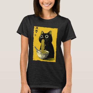 Camiseta Gato Ramen Estética Japonesa Arte Ukiyo-e Anime