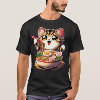Camiseta Gato Ramen fideos Anime Kawaii Gato japonés
