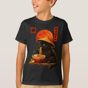 Camiseta Gato Ramen Gatito Arte Japonés Divertido Gráfico A