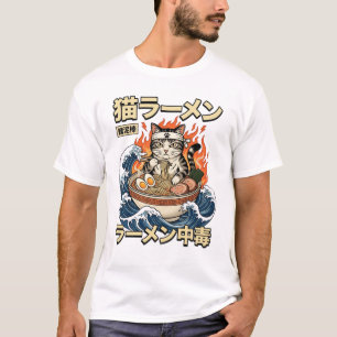 Camiseta Gato Ramen – Gato de Fideos Japoneses Kaw