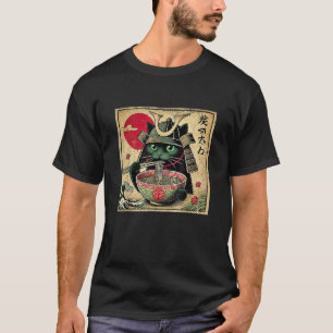 Camiseta Gato Ramen japonés gracioso Samurai Kawaii Gato An