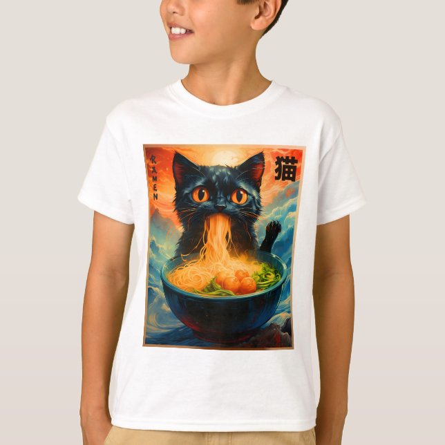 Camiseta Gato Ramen japonés Kawaii Gato Anime Gato Ramen (Anverso)