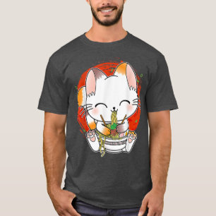Camiseta Gato Ramen Kawaii Anime Comida Japonesa Chicas Muj