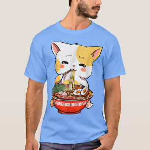 Camiseta Gato Ramen Kawaii Anime Comida Japonesa Fideos 