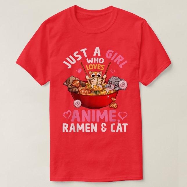 Camiseta Gato Ramen Kawaii Anime Japonés Neko Tazón Otaku N (Diseño del anverso)