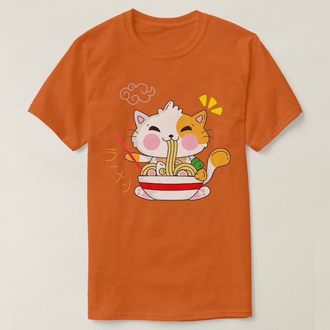 Camiseta Gato Ramen Kawaii Anime Japonés Ramen Life Kitten (Diseño del anverso)