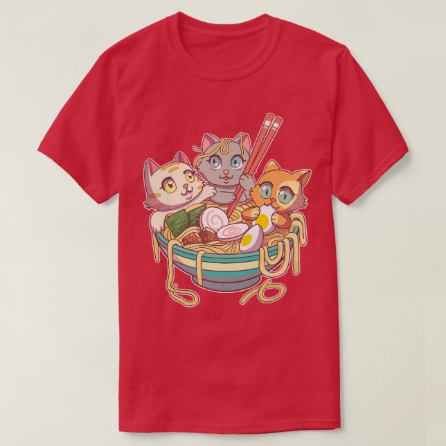Camiseta Gato Ramen Kawaii Fan Anime Fideos Japoneses Asia  (Diseño del anverso)