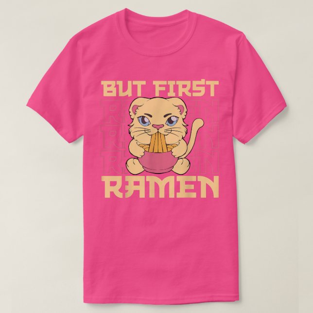 Camiseta Gato Ramen Kawaii Fideos Japoneses Divertido Gato  (Diseño del anverso)