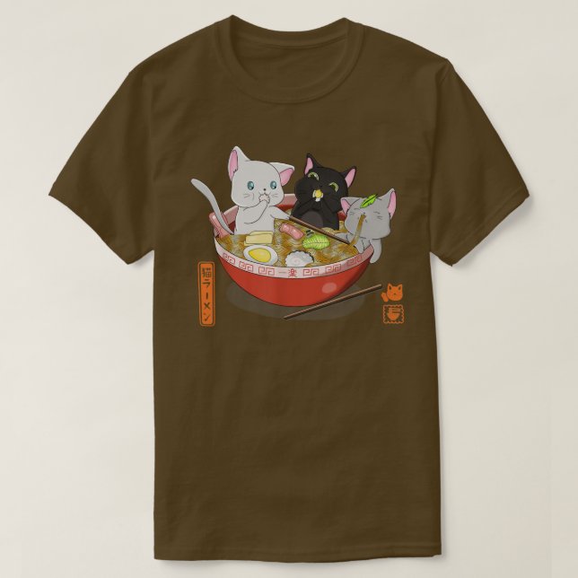 Camiseta gato ramen kawaii neko anime gatos fideos japonese (Diseño del anverso)