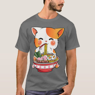 Camiseta Gato Ramen Niños Chicas Jóvenes Japoneses Kawaii A