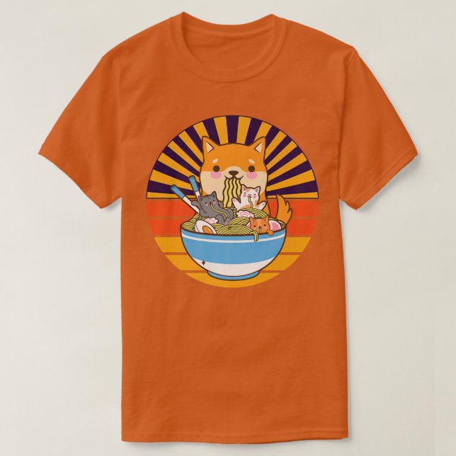Camiseta Gato Ramen Perro Shiba Inu Japonés Kawaii Cute Ani (Diseño del anverso)